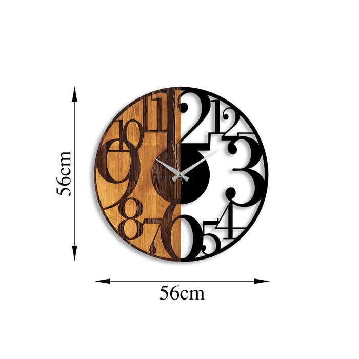 Wallity Reloj de pared Numbers en Nogal y Negro